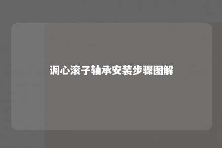 调心滚子轴承安装步骤图解 