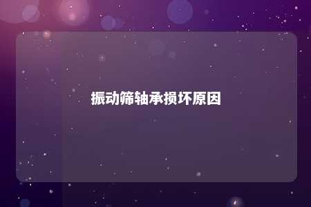 振动筛轴承损坏原因 